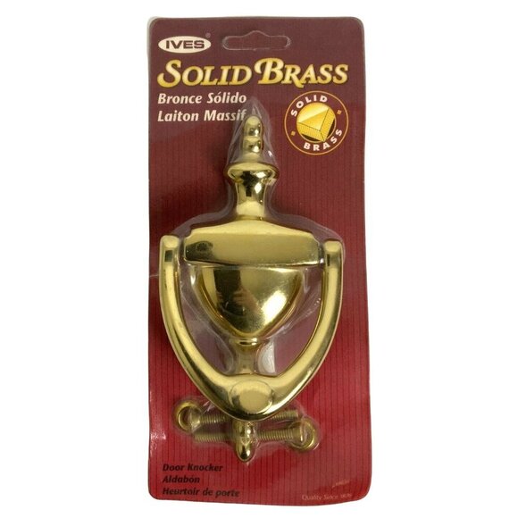 Ives Solid Brass Door Knocker Traditional Design Durable & Glossy Finish New - Picture 1 of 2